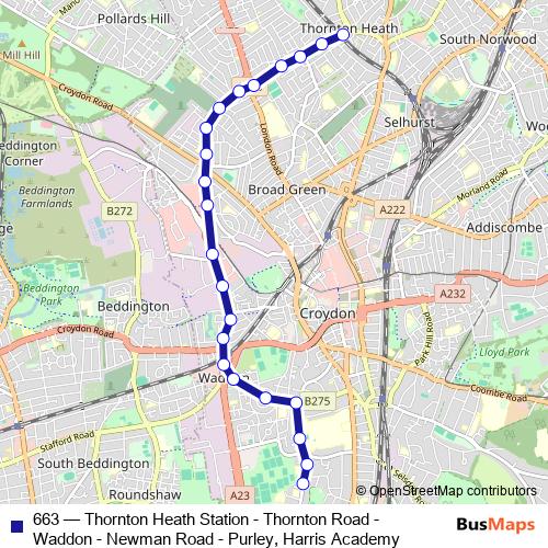 663 bus Line Map