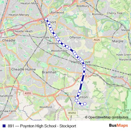 891 bus Line Map