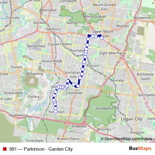 891 bus Line Map