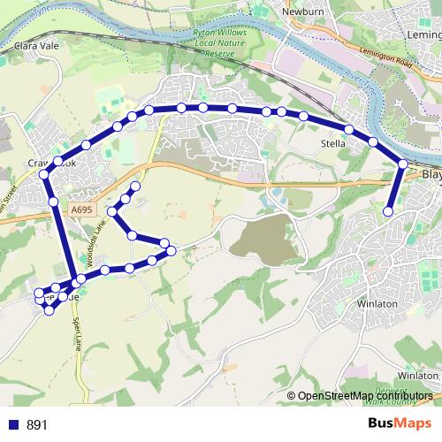 891 bus Line Map