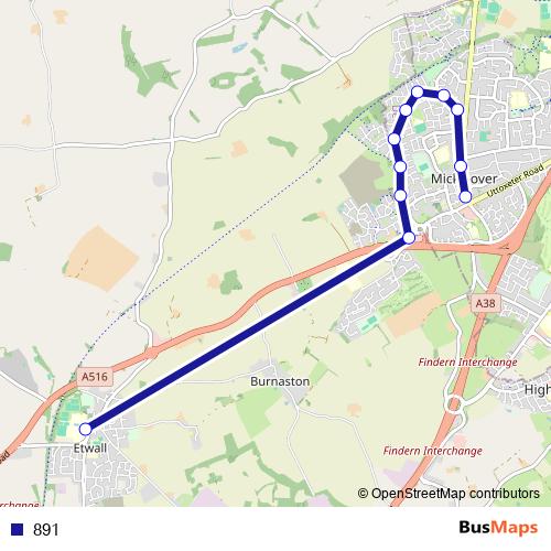 891 bus Line Map
