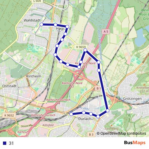 31 bus Line Map