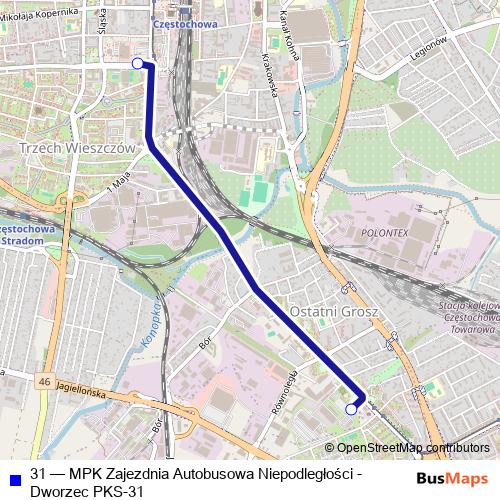 31 bus Line Map