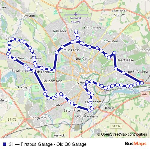 31 bus Line Map