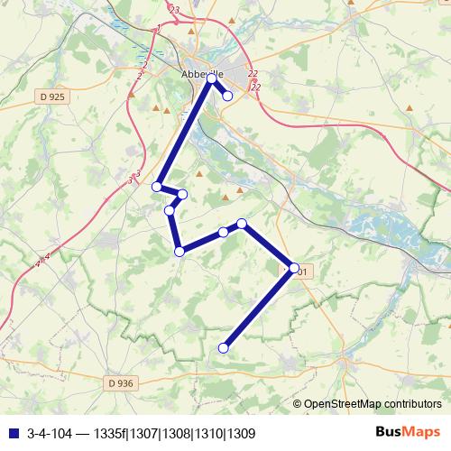 3-4-104 bus Line Map