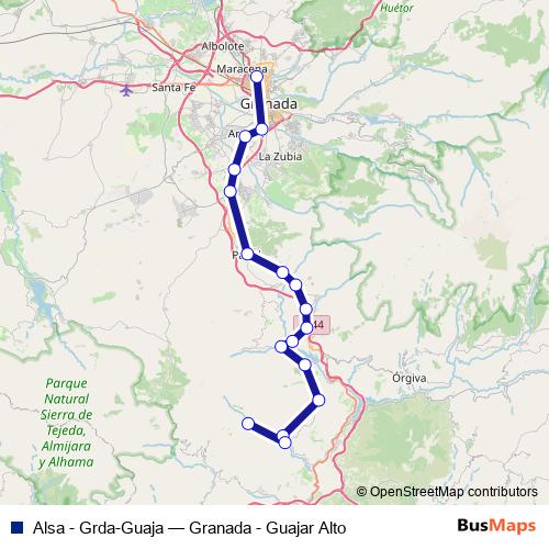 Alsa - Grda-Guaja bus Line Map