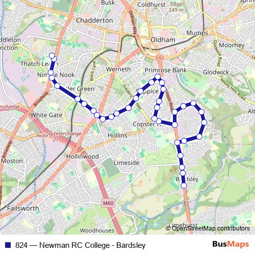 824 bus Line Map