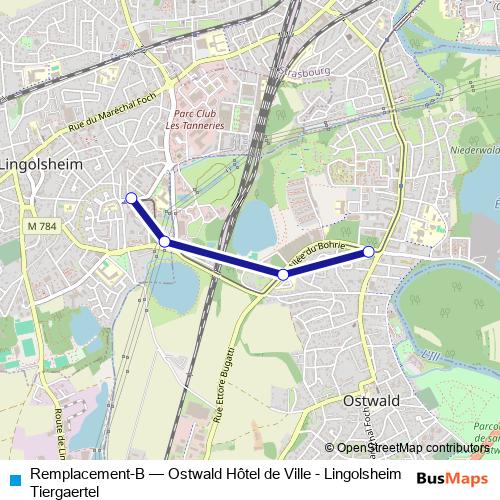 Remplacement-B bus Line Map