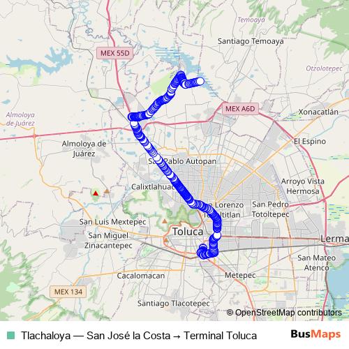 Tlachaloya bus Line Map