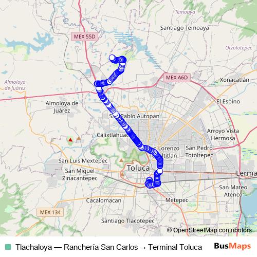 Tlachaloya bus Line Map