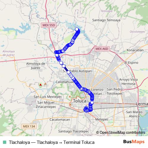 Tlachaloya bus Line Map