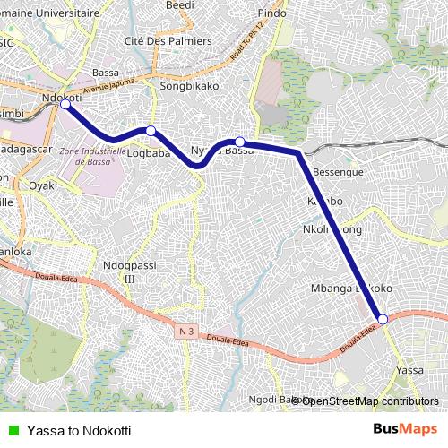 Yassa to Ndokotti bus Line Map
