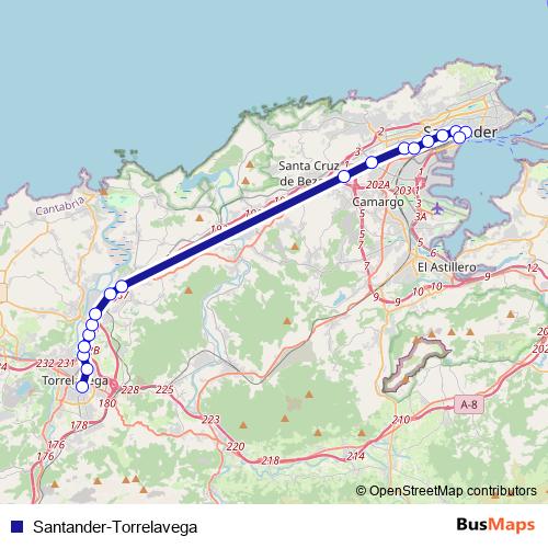Santander-Torrelavega bus Line Map