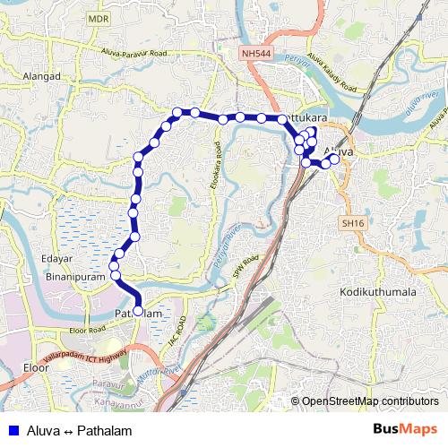 Aluva ↔ Pathalam bus Line Map