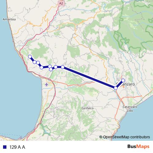129 A A bus Line Map