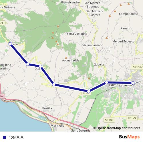 129 A A bus Line Map