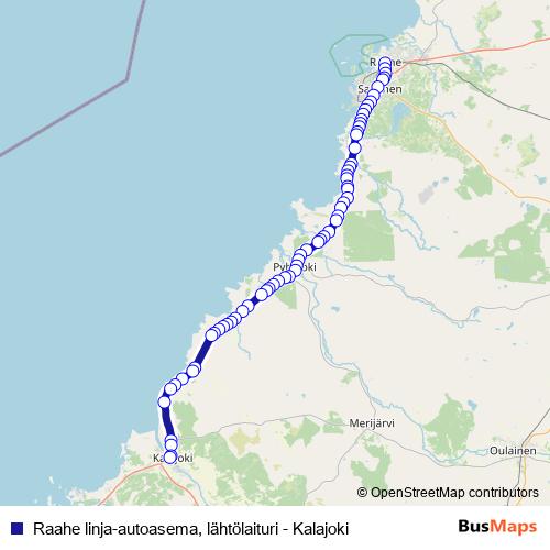 Raahe linja-autoasema, lähtölaituri - Kalajoki bus Line Map