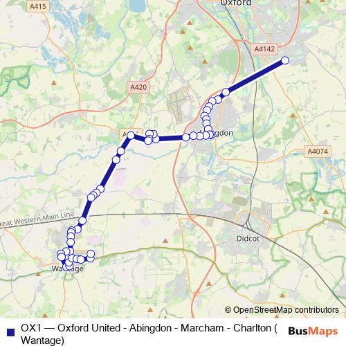 OX1 bus Line Map