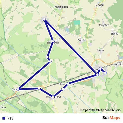 713 bus Line Map