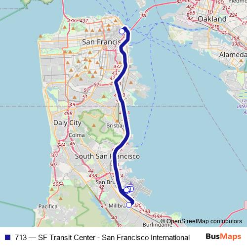 713 bus Line Map