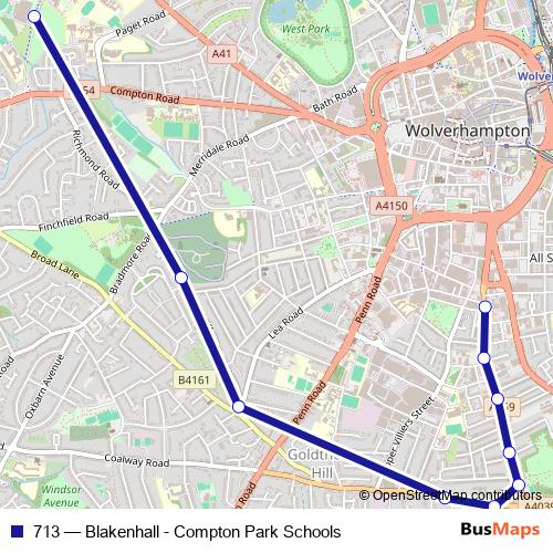 713 bus Line Map