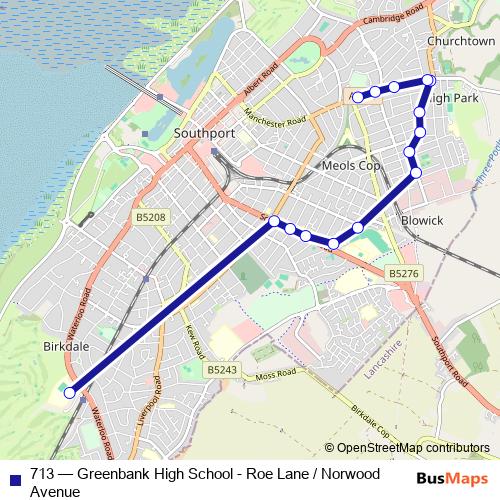 713 bus Line Map