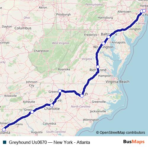 Greyhound Us0670 bus Line Map