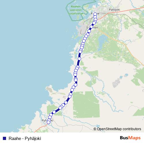 Raahe - Pyhäjoki bus Line Map