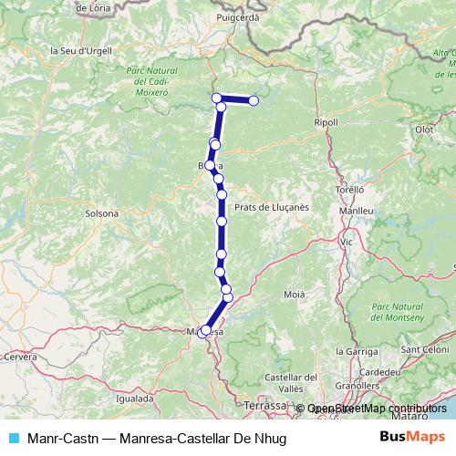 Manr-Castn bus Line Map