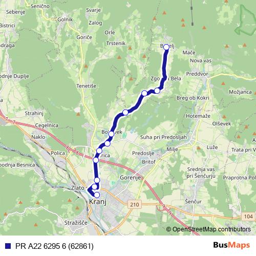 PR A22 6295 6 (62861) bus Line Map