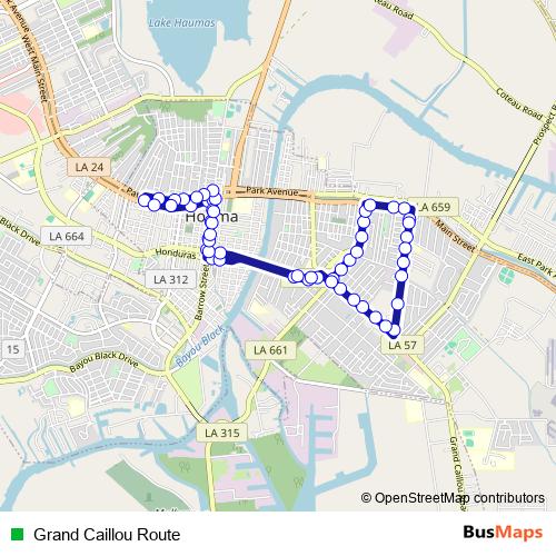 Grand Caillou Route bus Line Map