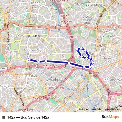 142a bus Line Map