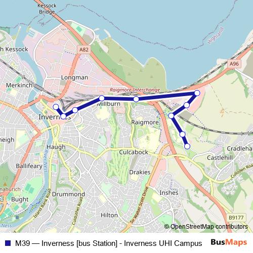 M39 bus Line Map