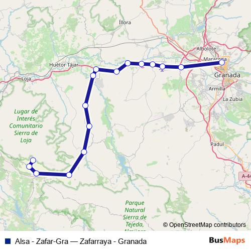 Alsa - Zafar-Gra bus Line Map