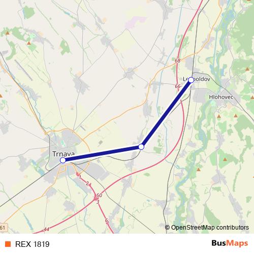 REX 1819 rail Line Map