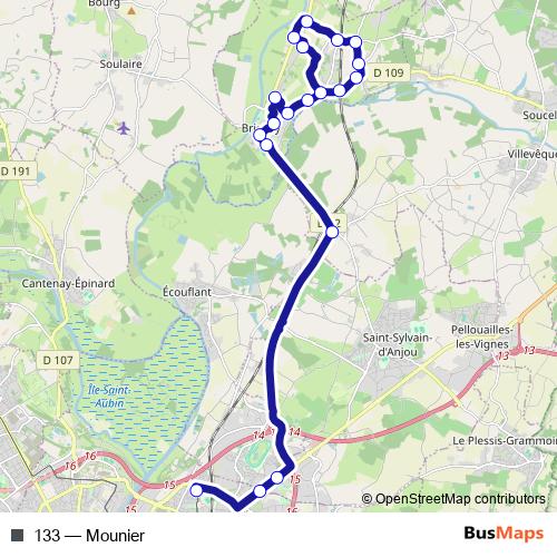 133 bus Line Map