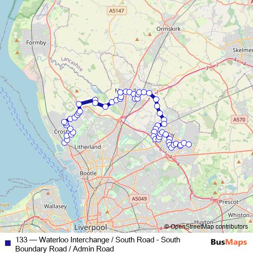 133 bus Line Map