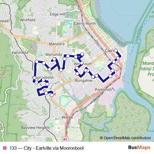 133 bus Line Map