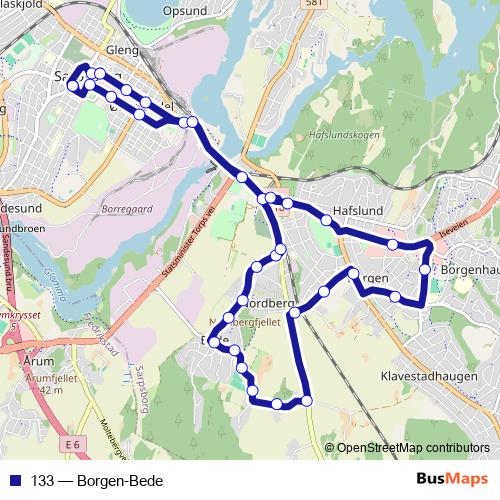 133 bus Line Map