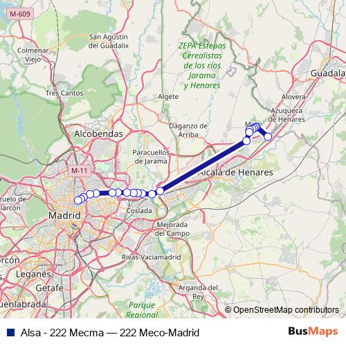 Alsa - 222 Mecma bus Line Map