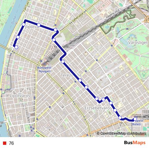 76 trolleybus Line Map