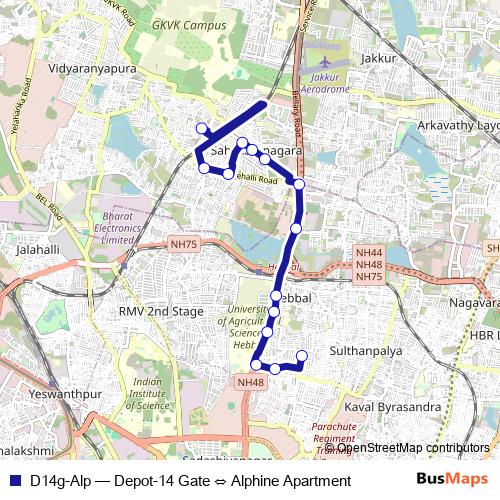 D14g-Alp bus Line Map
