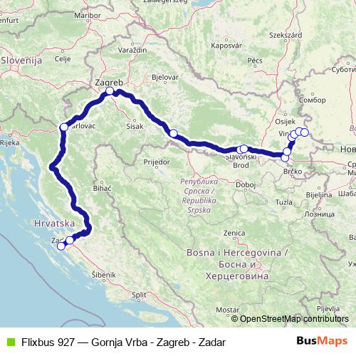 Flixbus 927 bus Line Map
