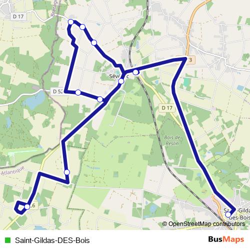 Saint-Gildas-DES-Bois bus Line Map