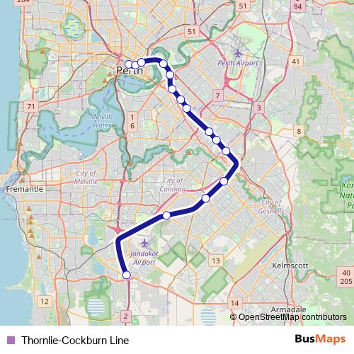 Thornlie-Cockburn Line rail Line Map