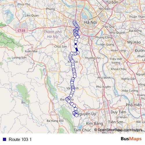 Route 103 1 bus Line Map