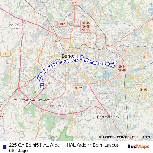 225-CA Beml5-HAL Ardc bus Line Map