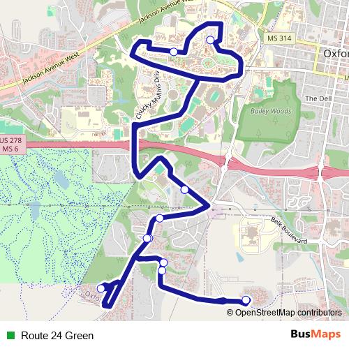 Route 24 Green bus Line Map