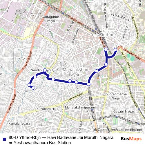 80-D Yttmc-Rbjn bus Line Map