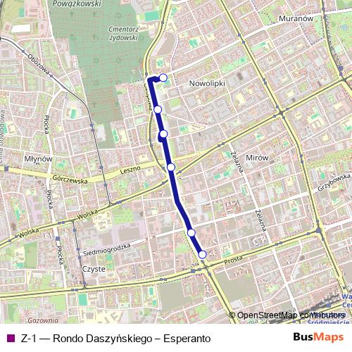 Z-1 bus Line Map
